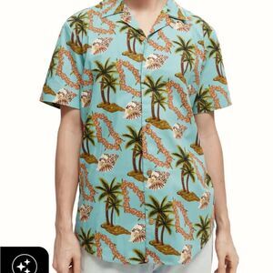 Scotch & Soda Regular-Fit Floral Print Poplin Shirt sz M